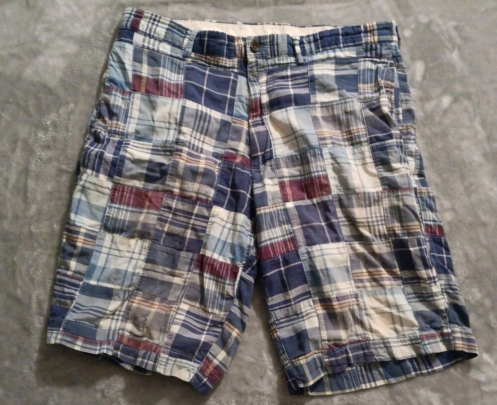 Polo Ralph Lauren Patchwork Shorts Mens 34W *Patched Hole On Back
